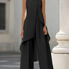 Catalina comfortable wide-leg jumpsuit in black