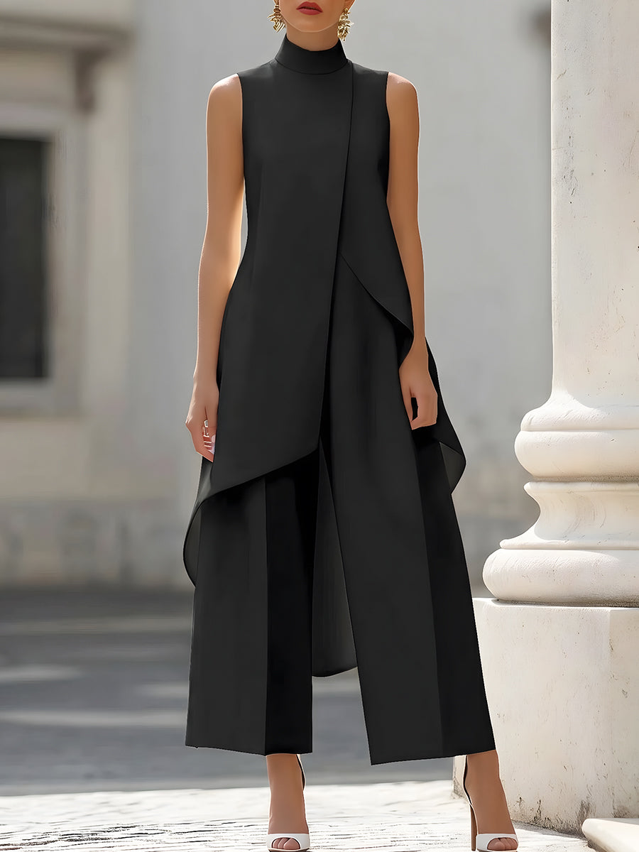Catalina comfortable wide-leg jumpsuit in black