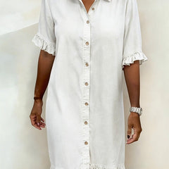 Dana denim dress, white, detail view