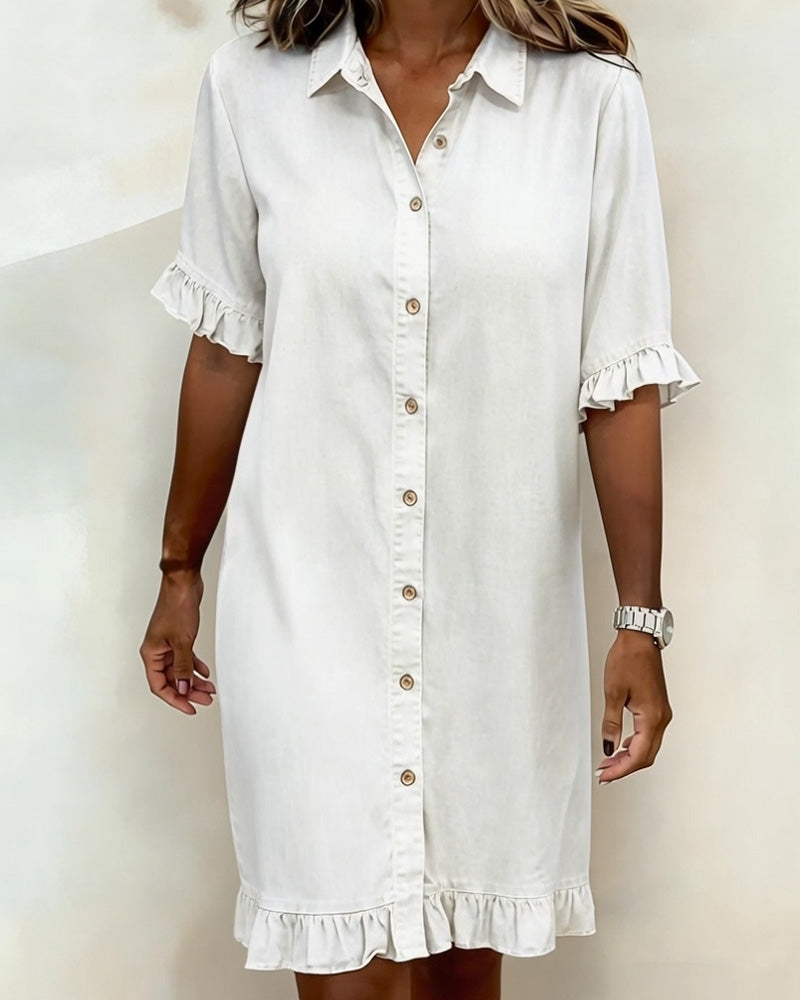 Dana denim dress, white, detail view