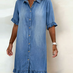 Dana comfortable denim dress, blue, styled view