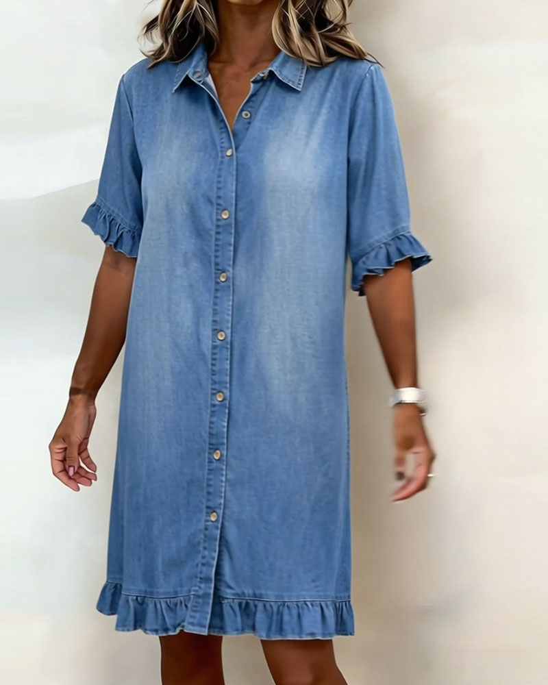 Dana comfortable denim dress, blue, styled view