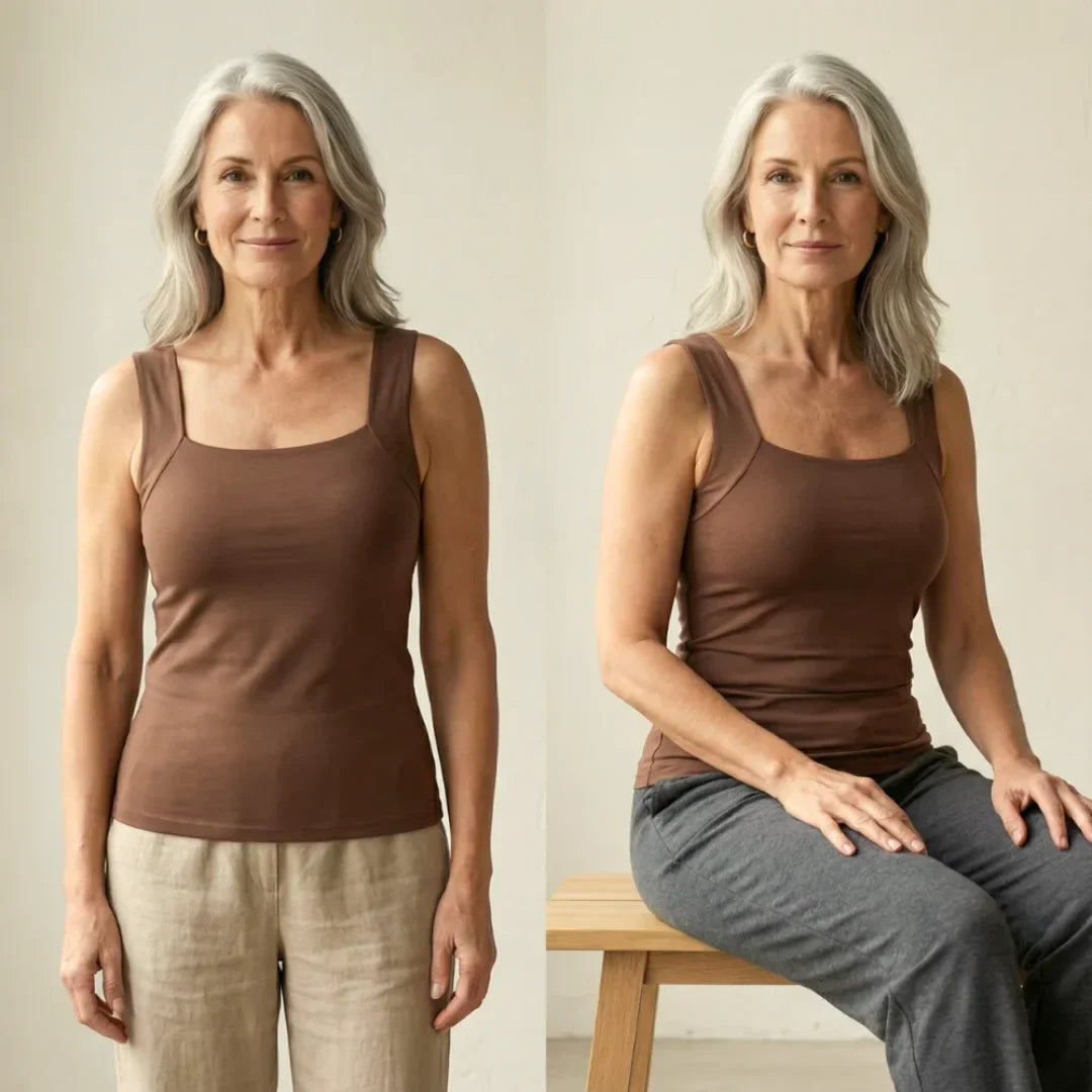Comfortable built-in support tank top, back view