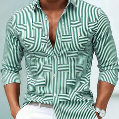 Emerson vintage striped long sleeve men's shirt in green