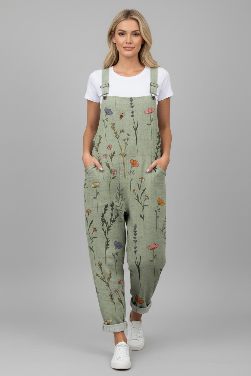 Comfortable Printed Overalls