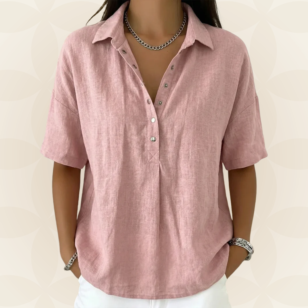 Sonja comfortable collared blouse, back view