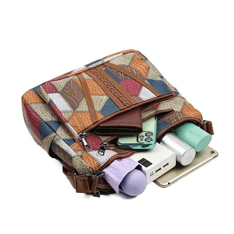 Nella patchwork shoulder bag hardware detail