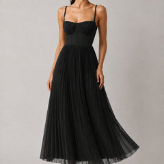 Women's black structured corset maxi dress, Jacqueline
