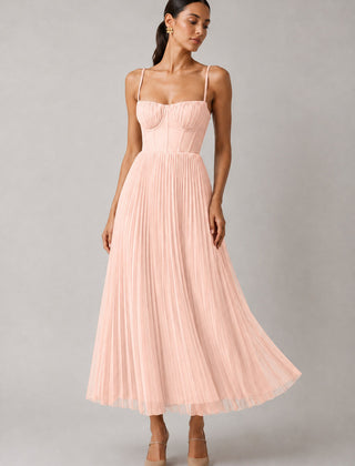 Women's pink structured corset maxi dress, Jacqueline