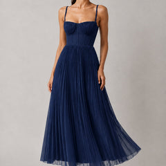 Women's navy structured corset maxi dress, Jacqueline