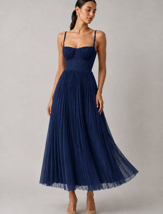 Women's navy structured corset maxi dress, Jacqueline