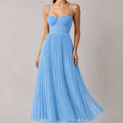 Women's blue structured corset maxi dress, Jacqueline