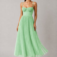 Women's light green structured corset maxi dress, Jacqueline