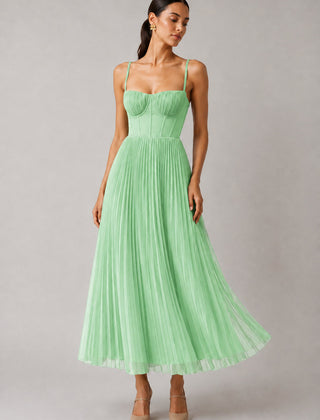 Women's light green structured corset maxi dress, Jacqueline
