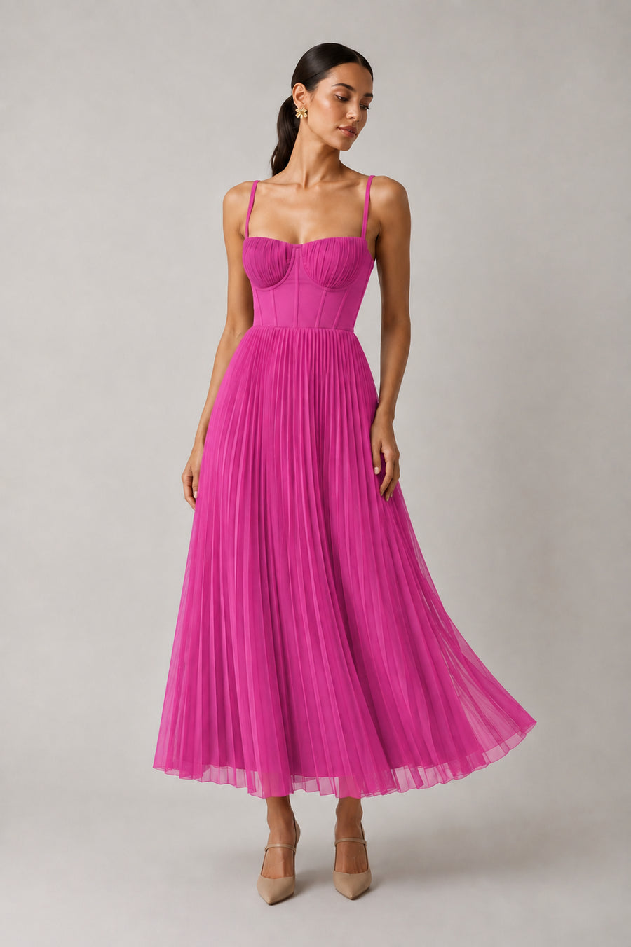 Women's rose structured corset maxi dress, Jacqueline