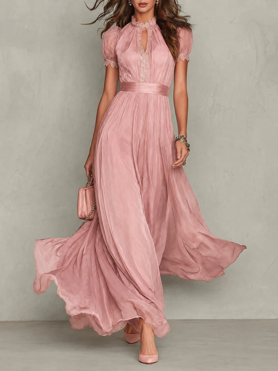 Emsley Chiffon Maxi Dress in Blush Pink
