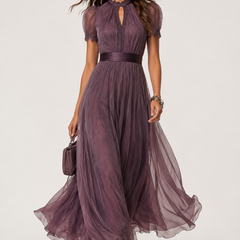 Ashley purple chiffon maxi dress - front view