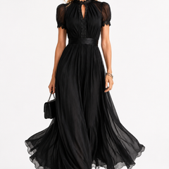 Bailey black chiffon maxi dress - front view