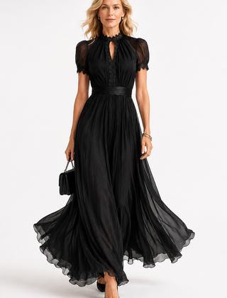 Bailey black chiffon maxi dress - front view