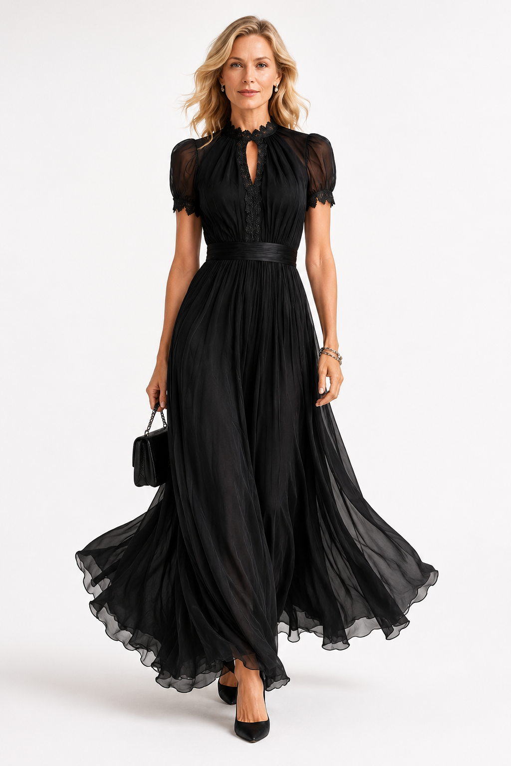 Bailey black chiffon maxi dress - front view