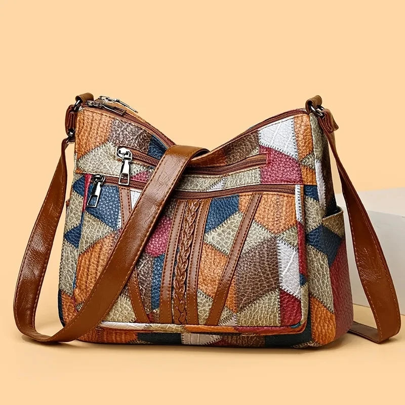 Nella patchwork shoulder bag side view
