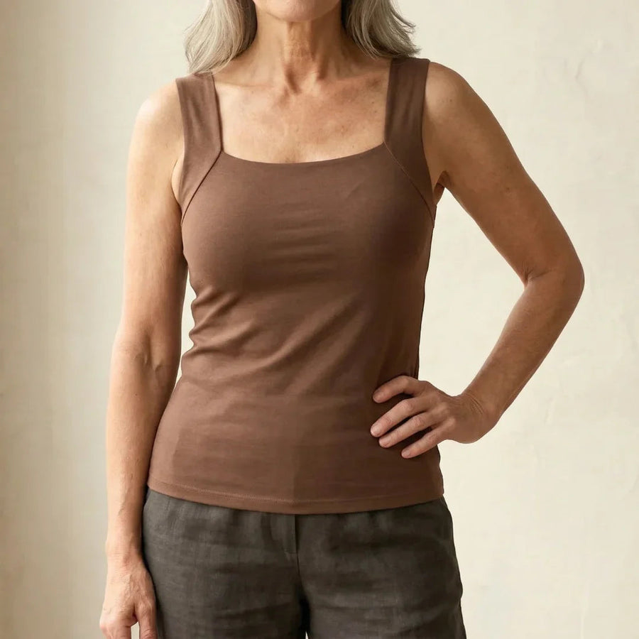 Women's comfortable built-in support tank top, front view