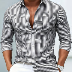 Emerson vintage striped long sleeve men's shirt in black