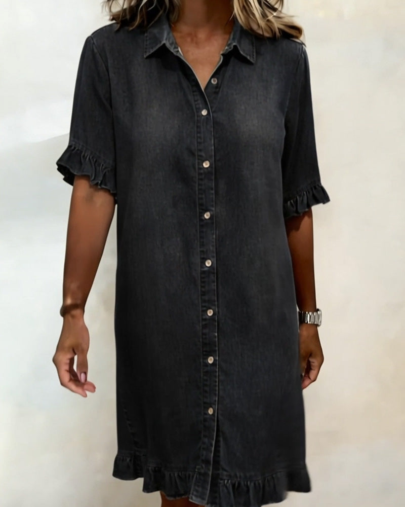Dana denim dress, black, detail view