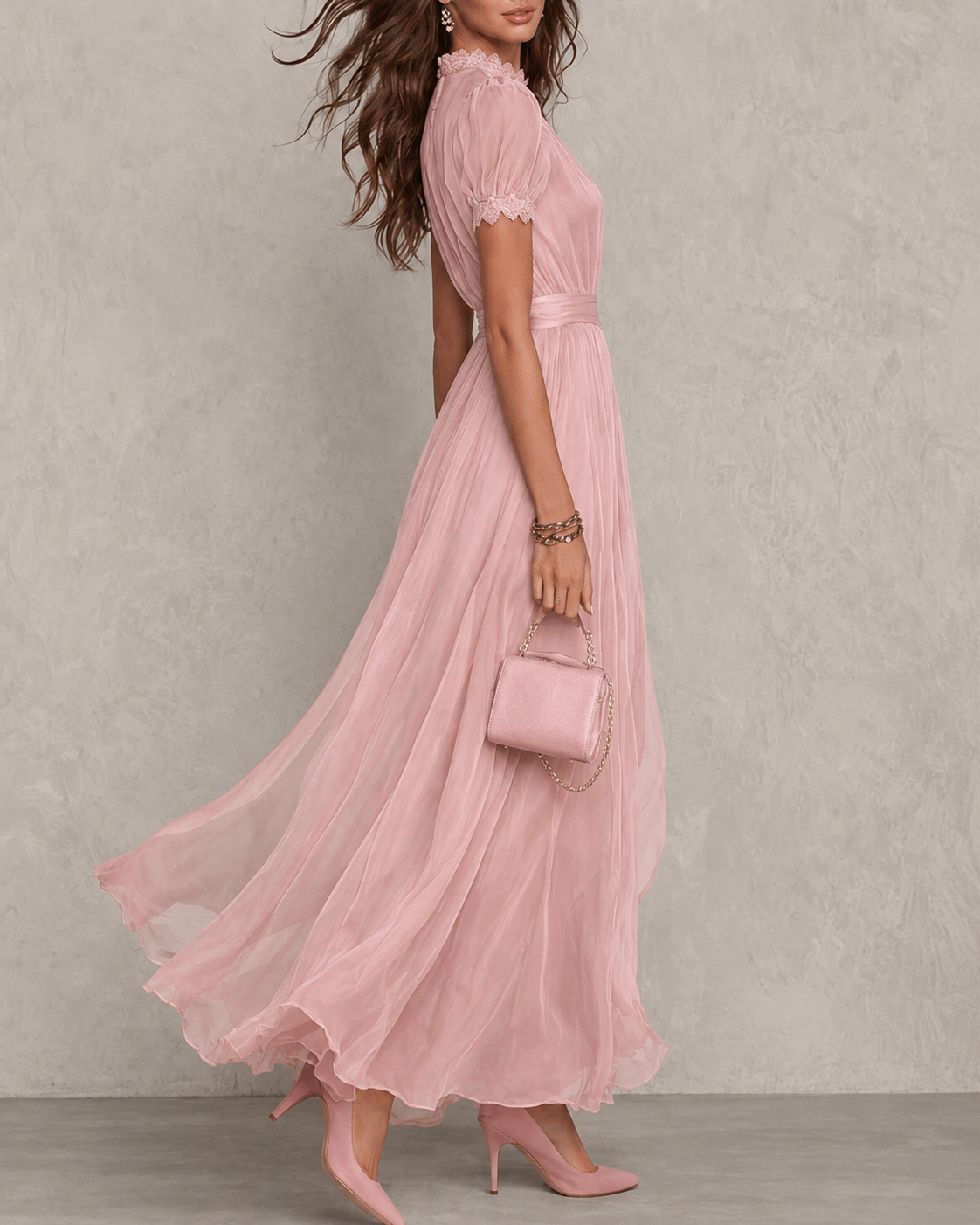 Emsley Chiffon Maxi Dress in Blush Pink