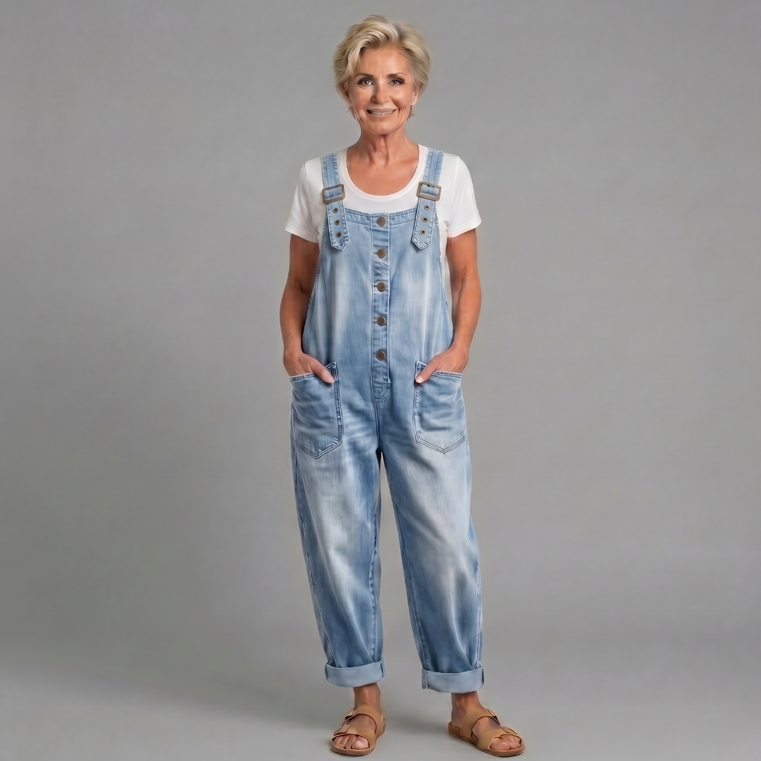 Saylor Vintage Washed Denim Overalls