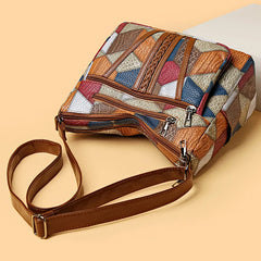 Nella patchwork shoulder bag zippered compartment