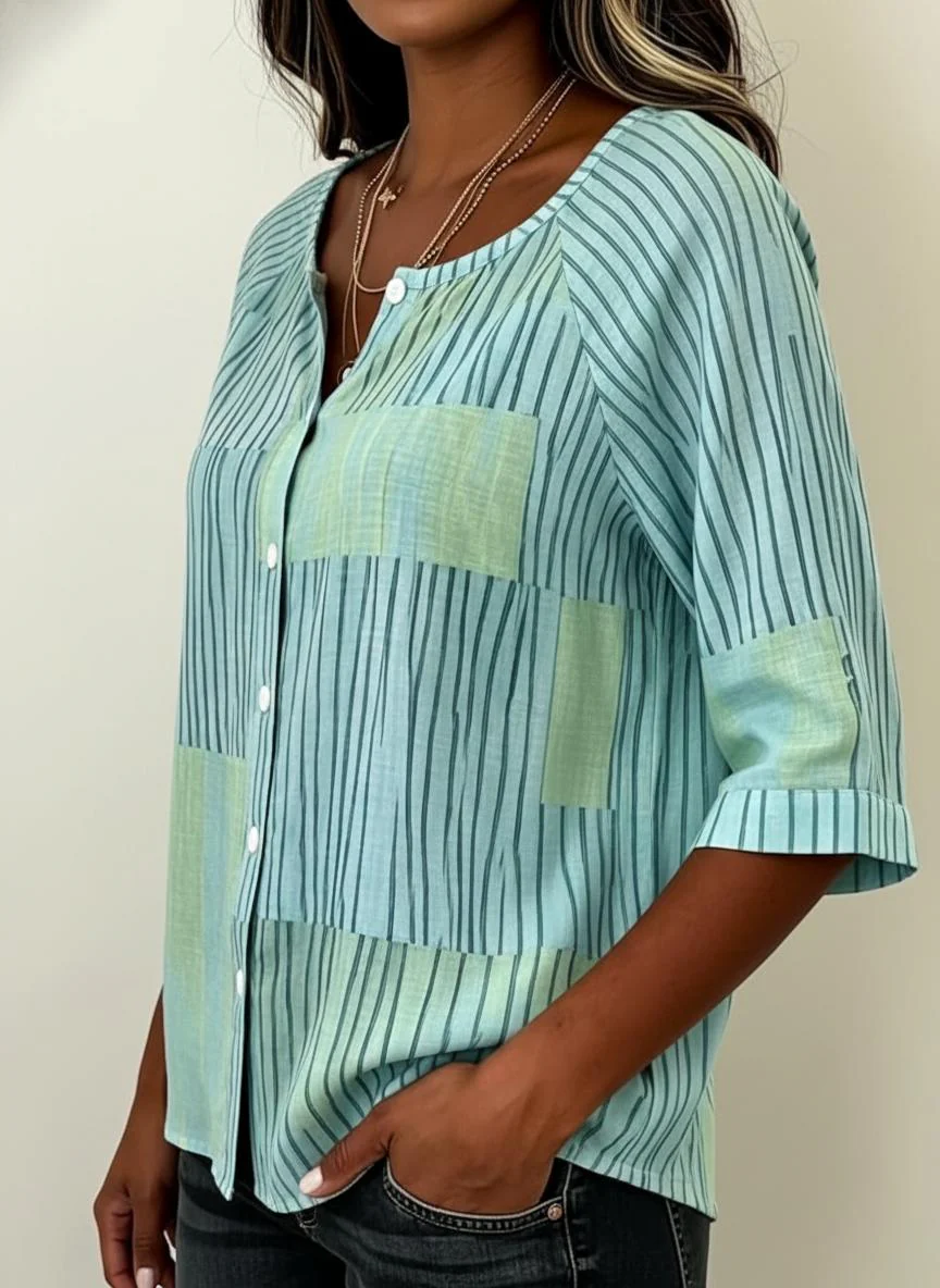 Evelyn | Patchwork Stripe Print Blouse