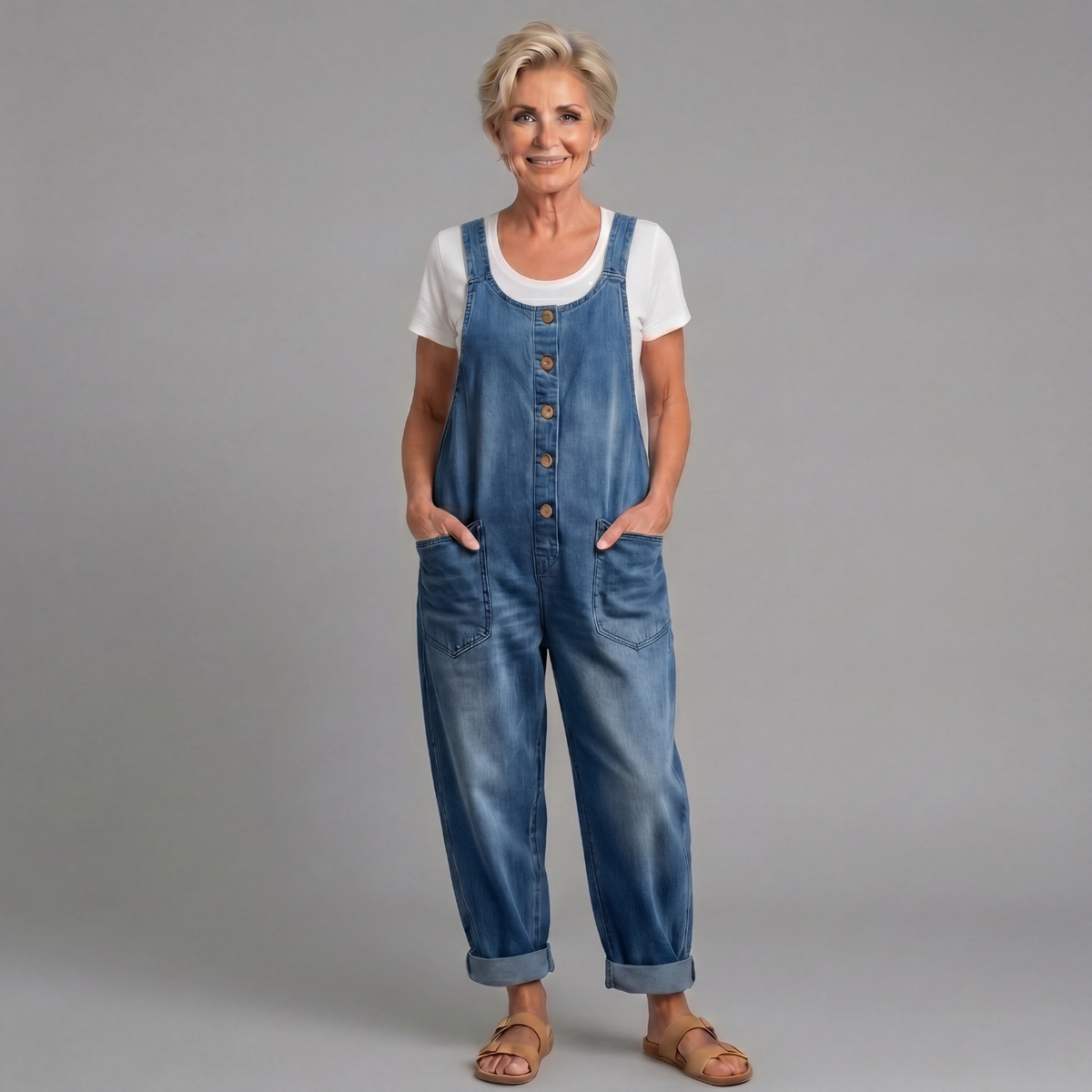 Saylor Vintage Washed Denim Overalls