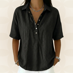 Sonja comfortable collared blouse, detail of fabric