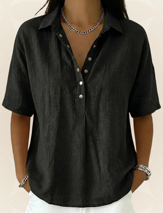 Sonja comfortable collared blouse, detail of fabric