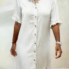 Dana denim dress, white, side view