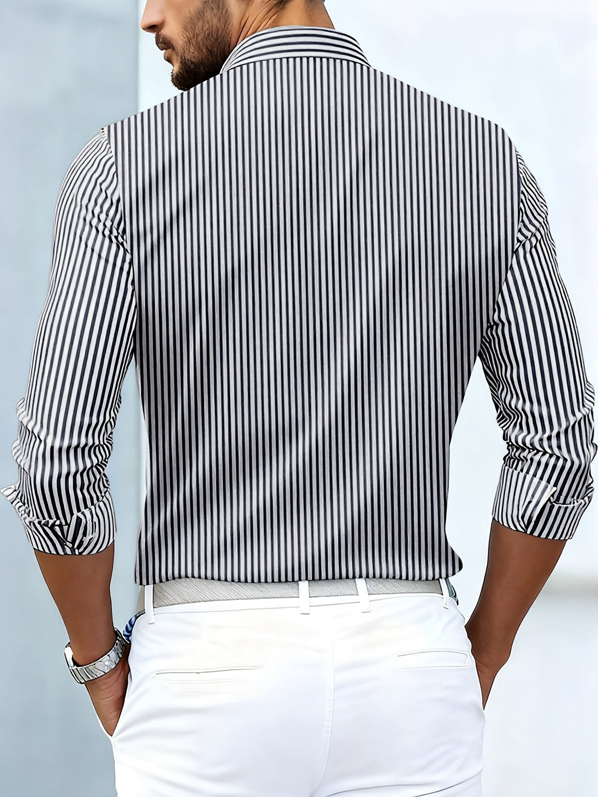 Emerson vintage striped long sleeve men's shirt styling view