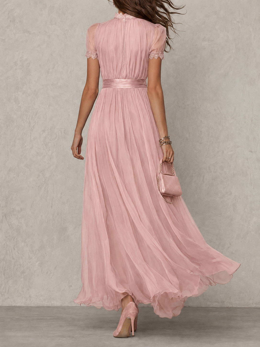 Emsley Chiffon Maxi Dress in Blush Pink