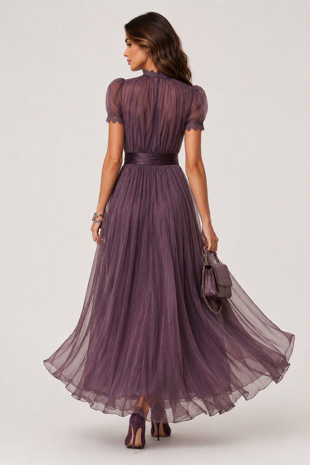 Ashley purple chiffon maxi dress - detail view