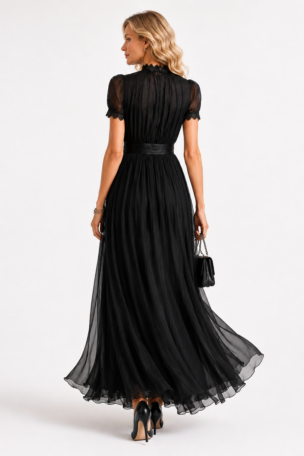 Bailey black chiffon maxi dress - detail view