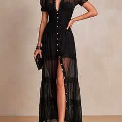 Gillian Elegant Maxi Dress - detail view