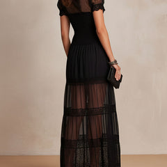 Gillian Elegant Maxi Dress - lace detail