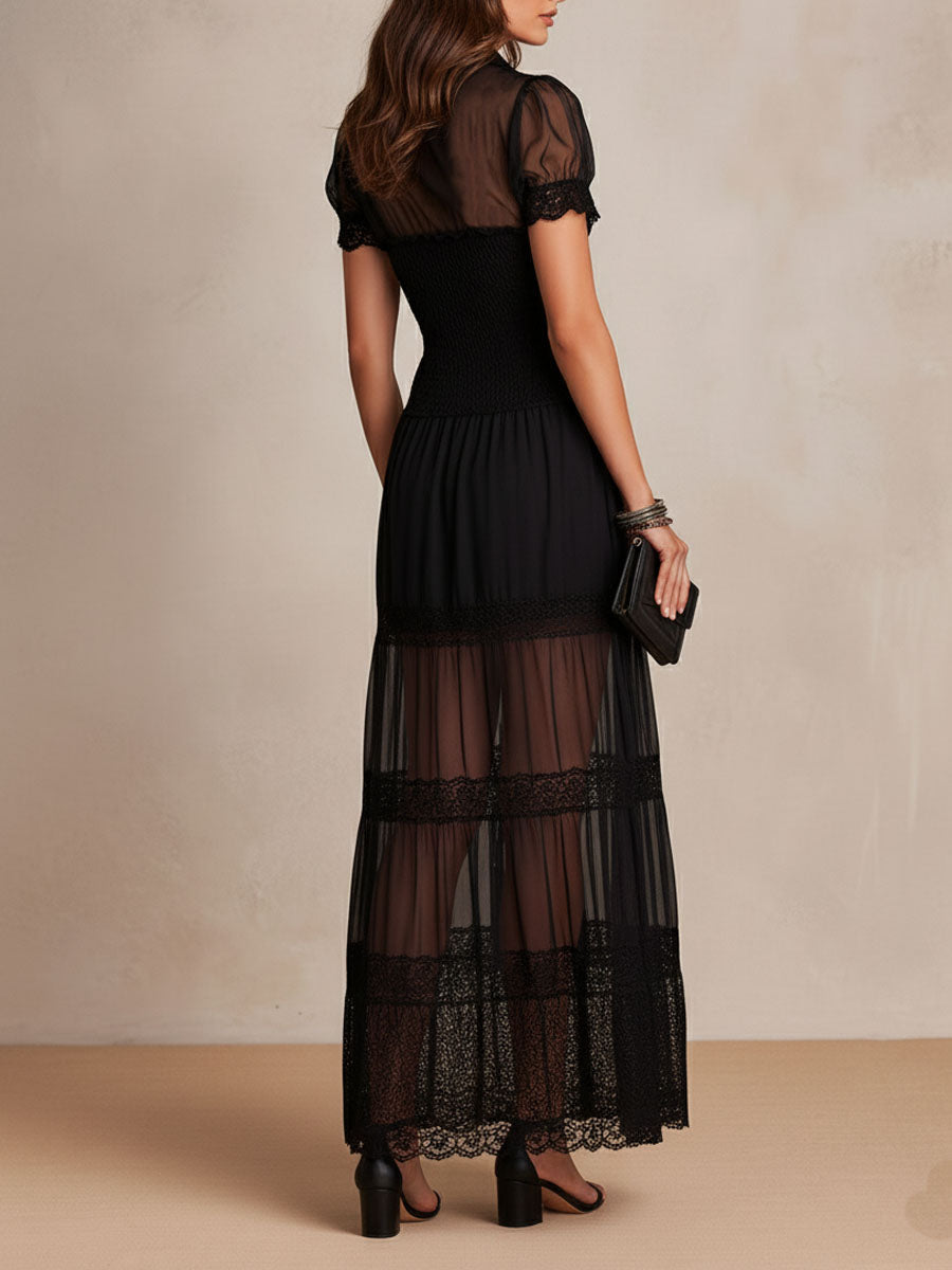 Gillian Elegant Maxi Dress - lace detail