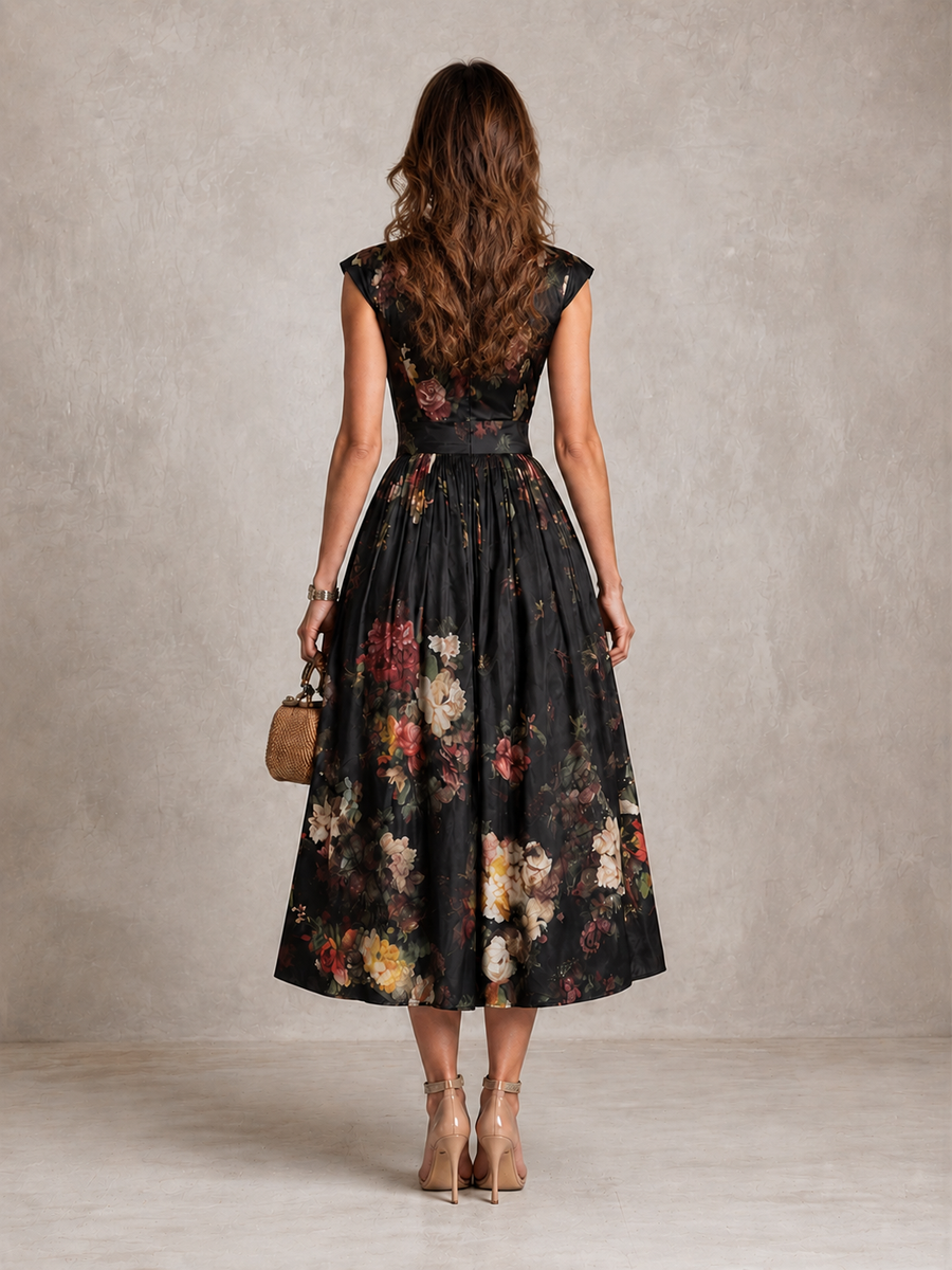 Halima keyhole slim-fit maxi dress in black – back view