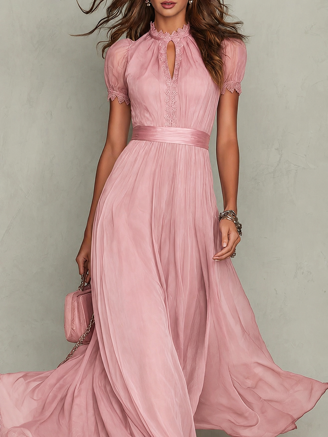 Emsley Chiffon Maxi Dress in Blush Pink