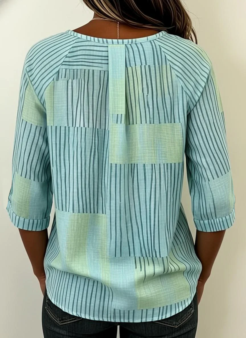 Evelyn | Patchwork Stripe Print Blouse