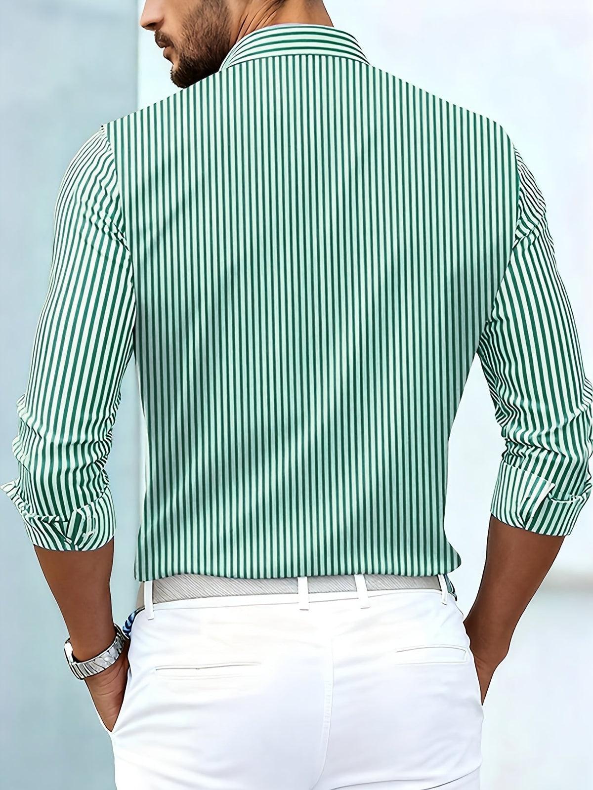 Emerson vintage striped long sleeve men's shirt detail view