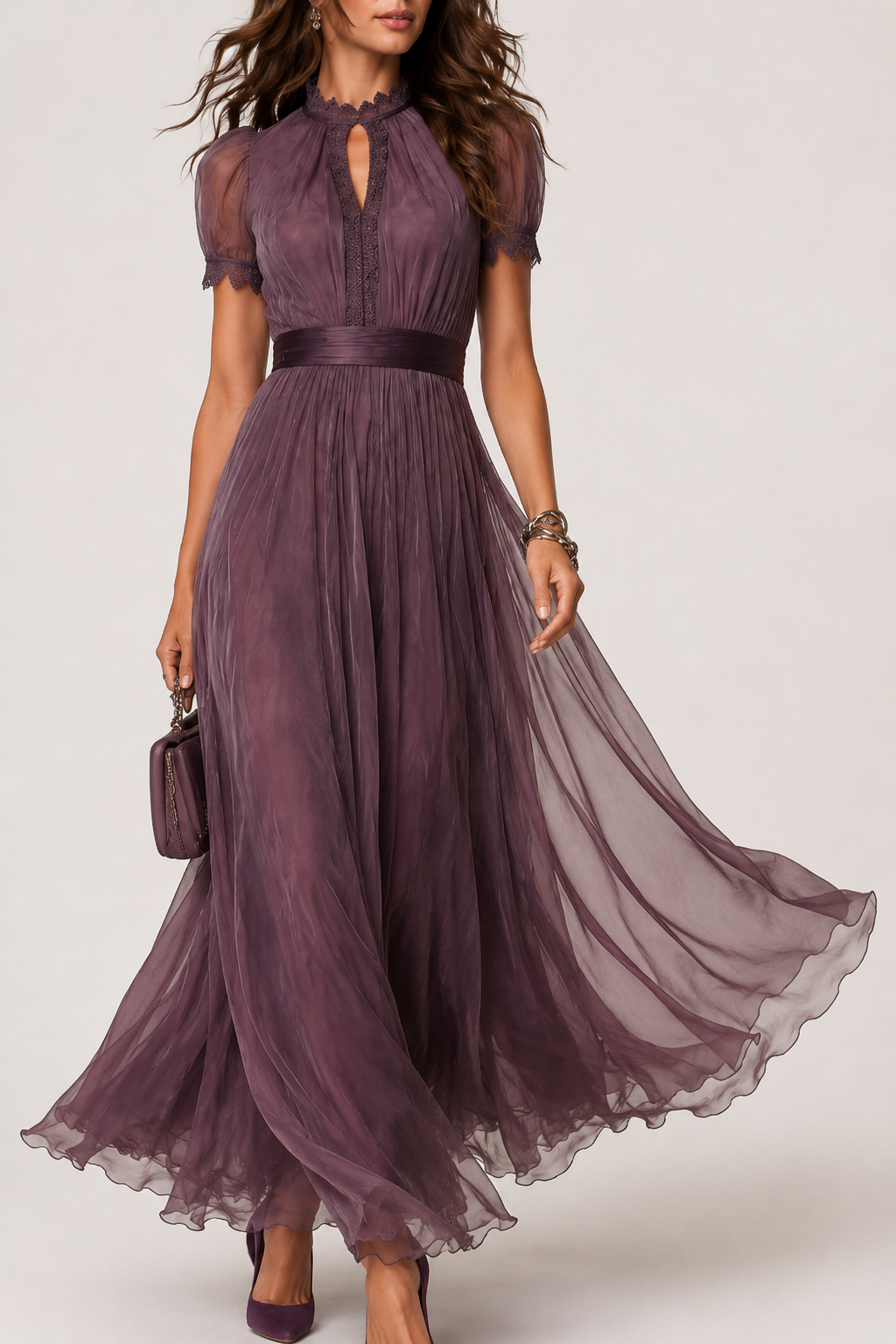 Ashley purple chiffon maxi dress - lifestyle view