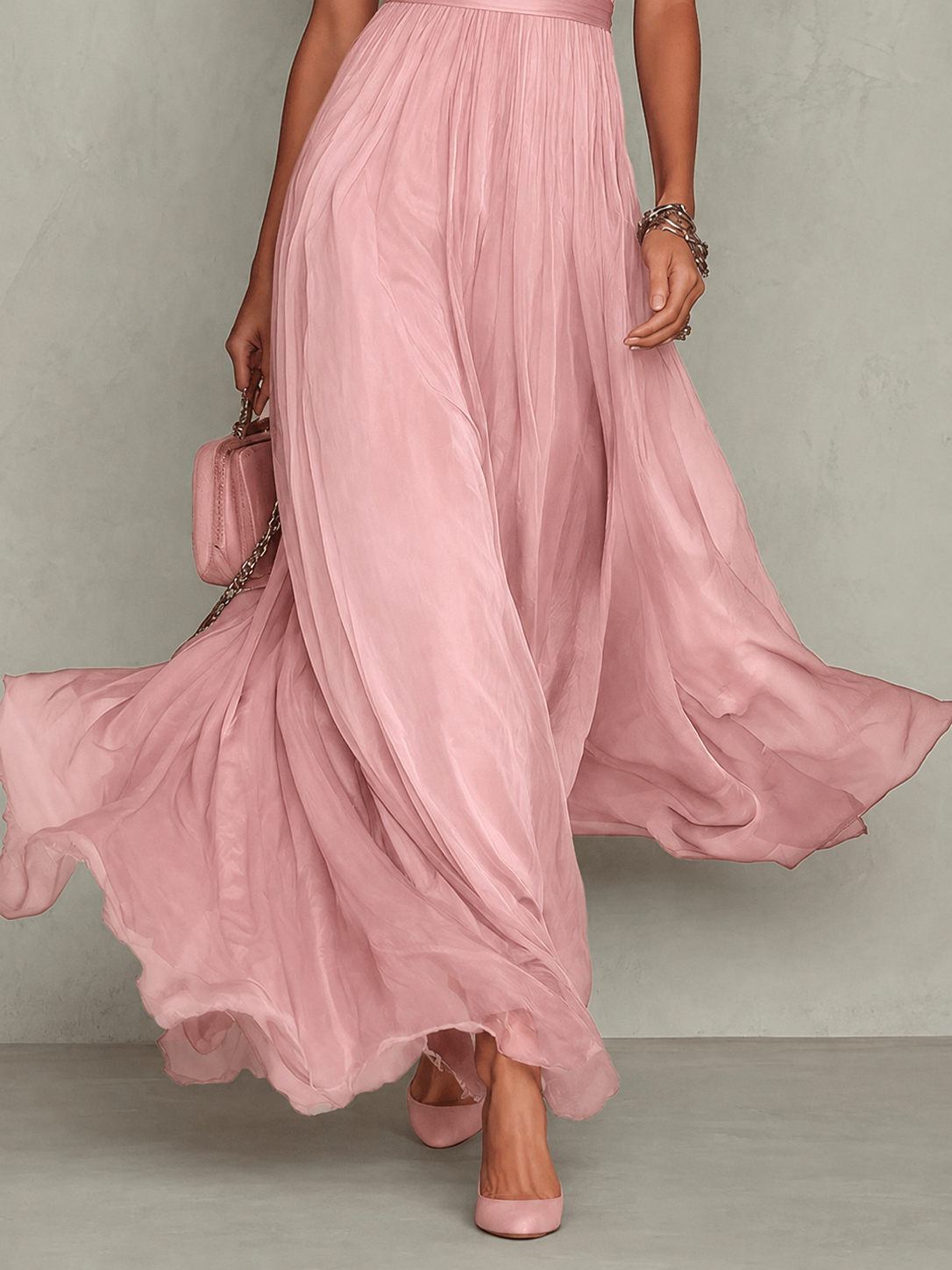 Emsley Chiffon Maxi Dress in Blush Pink