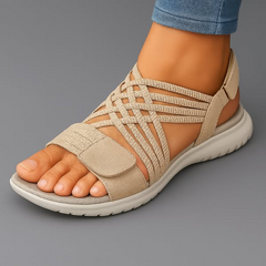 Women's comfortable strap sandals in beige with flexible non-slip outsole